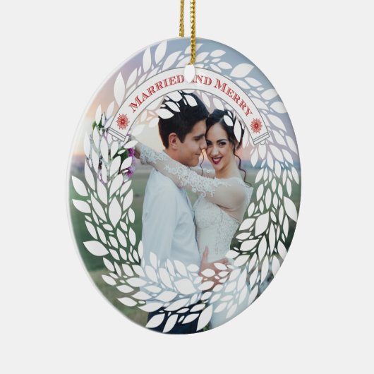 Gehuwd en vrolijk kerstfeest keramisch ornament (Rechts)