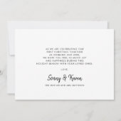 Gehuwd en vrolijk met een moderne kerstbruiloft aankondiging (Achterkant)