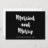 Gehuwd en vrolijk met een moderne kerstbruiloft aankondiging (Voorkant / Achterkant)