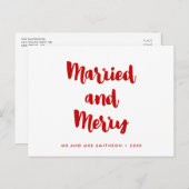 Gehuwd en vrolijk met een moderne kerstbruiloft briefkaart (Voorkant / Achterkant)