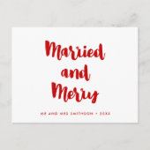 Gehuwd en vrolijk met een moderne kerstbruiloft briefkaart (Voorkant)