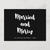 Gehuwd en vrolijk met een moderne kerstbruiloft briefkaart (Voorkant)