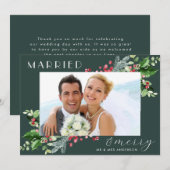 Gehuwd en vrolijk Pas getrouwd botanische bessen f Feestdagenkaart (Voorkant / Achterkant)