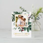 Gehuwd en vrolijk Pas getrouwd met kerstmis Folie Feestdagen Briefkaart (Staand Voorkant)