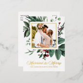 Gehuwd en vrolijk Pas getrouwd met kerstmis Folie Feestdagen Briefkaart (Voorkant / Achterkant)