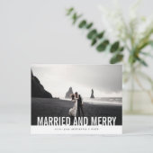 Gehuwd en vrolijk | Vette moderne feestdag foto Feestdagenkaart (Staand voorkant)