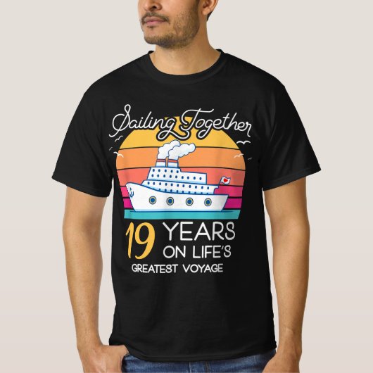 Gehuwd in 19 jaar Wedding Jubileum Cruise-Rec T-shirt (Voorkant)
