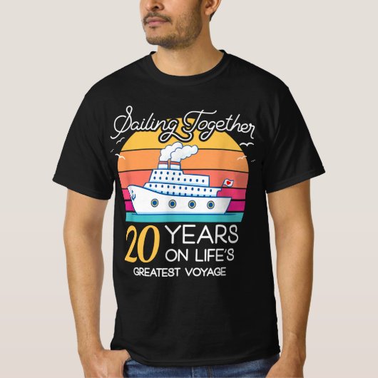 Gehuwd in 20 jaar bruiloft Jubileum Cruise-Rec T-shirt (Voorkant)