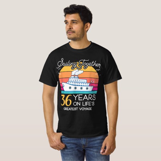 Gehuwd in 36 jaar Wedding Jubileum Cruise-Rec T-shirt (Voorkant volledig)