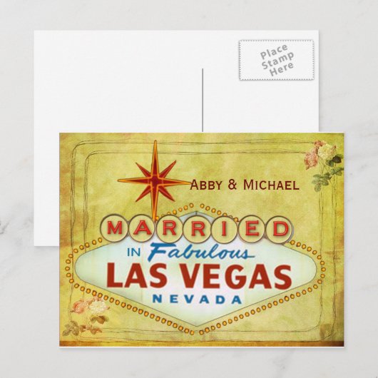 Gehuwd in Fabulous Las Vegas -  Aankondigingskaart (Voorkant / Achterkant)