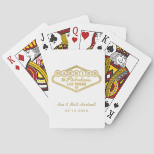 Gehuwd in Fabulous Las Vegas Gold White Wedding Pokerkaarten