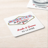 Gehuwd in Fabulous Las Vegas Red Wedding Monogram Kartonnen Onderzetters (Schuin)