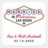 Gehuwd in Fabulous Las Vegas Red Wedding Monogram Vierkante Sticker (Voorkant)