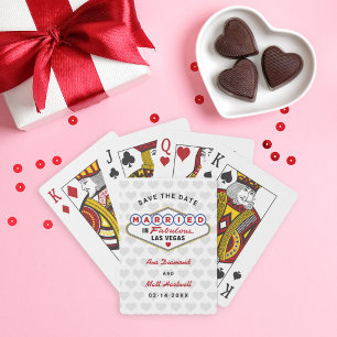 Gehuwd in Fabulous Vegas Wedding Save the Date Pokerkaarten