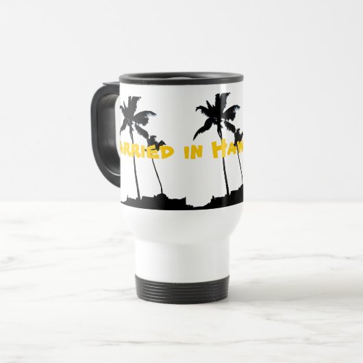 Gehuwd in Hawaii Palm Trees Reisbeker (Voorkant links)