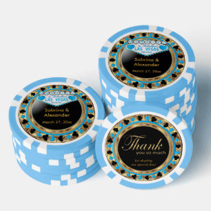 Gehuwd in Las Vegas - Bedankt Blauw Poker Chips