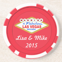 Gehuwd in Las Vegas Chip Onderzetter-Editable teks