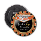 Gehuwd in Las Vegas Style - Oranje Button Flesopener (Voorkant)