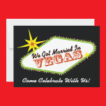 Gehuwd in Las Vegas Wedding Party Uitnodiging<br><div class="desc">Ben je getrouwd in Vegas? De aankondiging van de opvolging of na de trouwreceptie nodigt met uw douanetekst aan de andere kant uit. Als je een bruiloft op de bestemming had en na het feit klaar bent om een huwelijksfeestdag te houden, pas dan deze persoonlijke uitnodiging voor je evenement aan....</div>