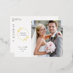Gehuwd kerstfeest Gold Foil Wreatfoto Folie Feestdagen Briefkaart