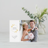 Gehuwd kerstfeest Gold Foil Wreatfoto Folie Feestdagen Briefkaart (Staand Voorkant)