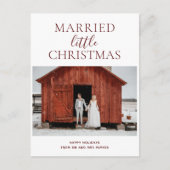 Gehuwd kerstrood script moderne foto feestdagenkaart (Voorkant)