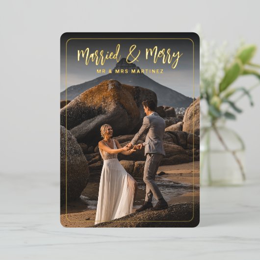 Gehuwd Lijst Folie feestdag Kaart (Staand Voorkant)