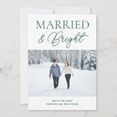 Gehuwd met Bright Groen Script Modern Fotokerstfee Feestdagenkaart (Voorkant)