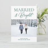 Gehuwd met Bright Groen Script Modern Fotokerstfee Feestdagenkaart (Staand voorkant)
