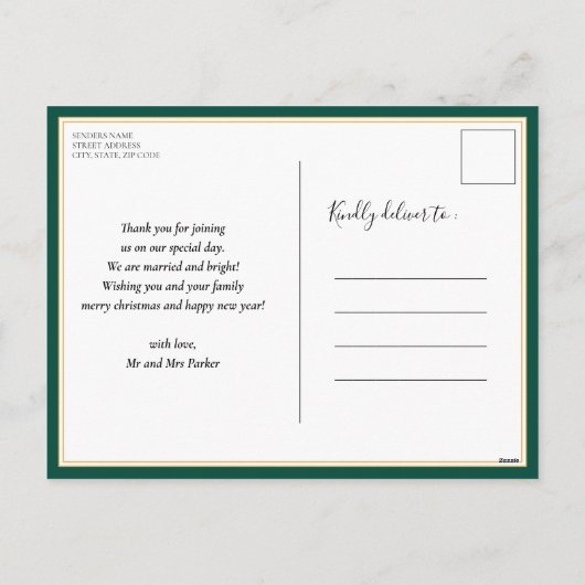 Gehuwd met Bright Groen Script Modern Fotokerstfee Feestdagenkaart (Achterkant)