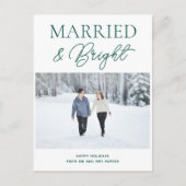 Gehuwd met Bright Groen Script Modern Fotokerstfee Feestdagenkaart (Voorkant)