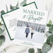 Gehuwd met Bright Groen Script Modern Fotokerstfee Feestdagenkaart