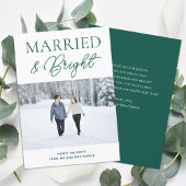 Gehuwd met Bright Groen Script Modern Fotokerstfee Feestdagenkaart
