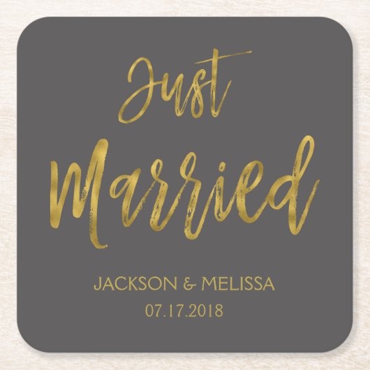 Gehuwd met Charcoal Grey en Gold Foil Onderzetters (Voorkant)