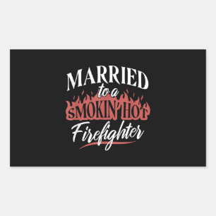 Gehuwd met een servetende hete brandweerman rechthoekige sticker
