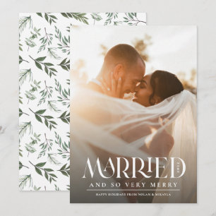 Gehuwd met Elegant White Typografie Feestdagenkaart