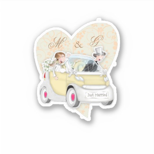 Gehuwd met jouw naam letters sticker (Voorkant)