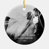 Gehuwd met Merry First KerstBlack White Foto O Keramisch Ornament (Achterkant)