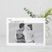 Gehuwd met moderne zwart-wit foto aankondiging (Staand voorkant)
