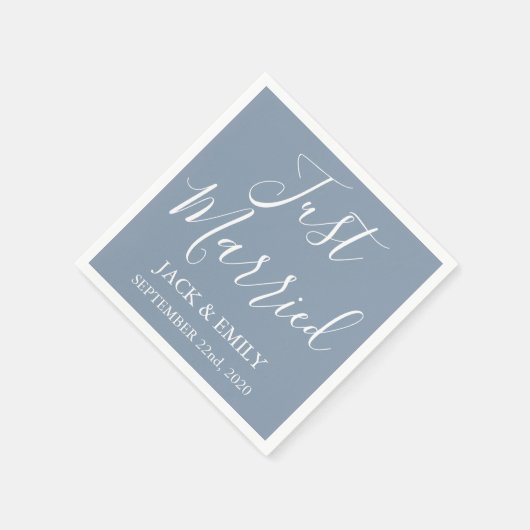 Gehuwd met stoffige blauwe en witte servetten (Hoek)