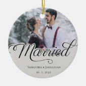 Gehuwd | Moderne kerstpaar foto Keramisch Ornament (Voorkant)