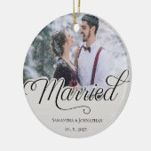 Gehuwd | Moderne kerstpaar foto Keramisch Ornament (Links)