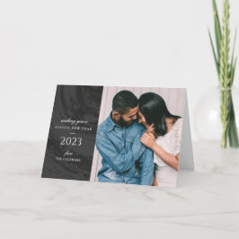 Gehuwd nieuwjaar foto-Wenskaart - zwart Bedankkaart