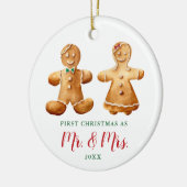 Gehuwd ontbijtkoek Echte kerstmis op maat Keramisch Ornament (Links)