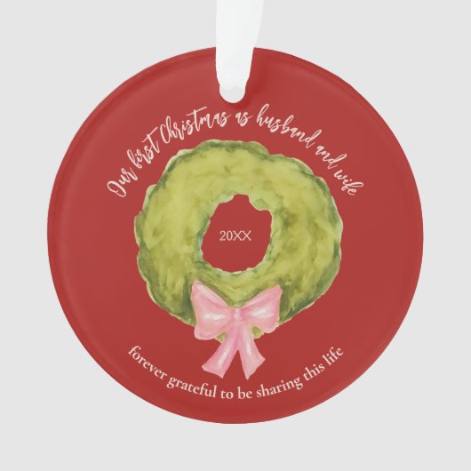 Gehuwd paar eerste kerst Keepsake rood groen Ornament (voorkant)