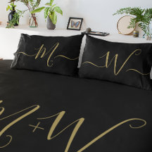 Gehuwd paar elegant initiaal monogram zwart goud