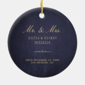 Gehuwd paar foto eerste kerstelegant keramisch ornament (Achterkant)