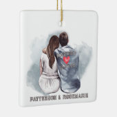 Gehuwd paar Knuffelen - Romantisch Back Uitzicht Keramisch Ornament (Rechts)