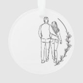 Gehuwd paar lopen Kerst Acryl Ornament (achterkant)