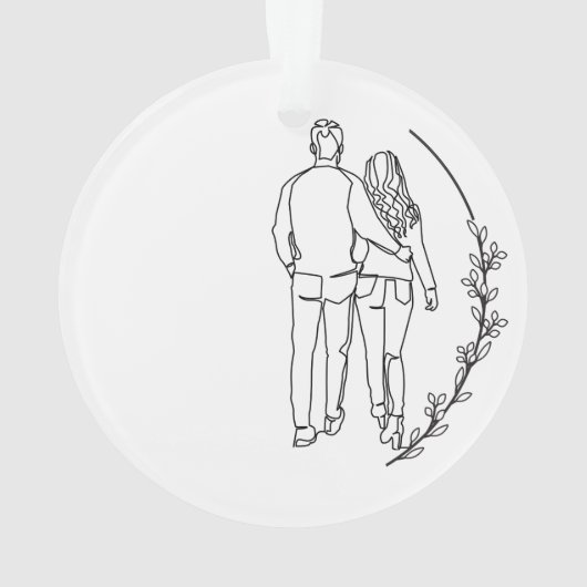 Gehuwd paar lopen Kerst Acryl Ornament (achterkant)